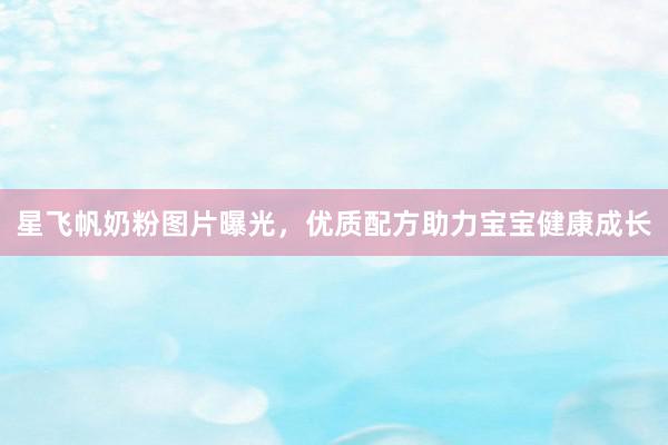 星飞帆奶粉图片曝光，优质配方助力宝宝健康成长