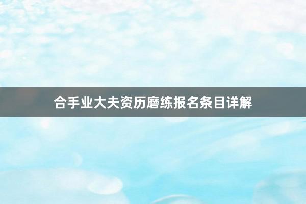 合手业大夫资历磨练报名条目详解
